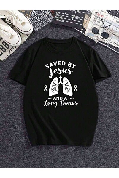 kai22 Men's 'Lung Donor Saved Me' Graphic T-Shirt With Cross And Lung Print -...