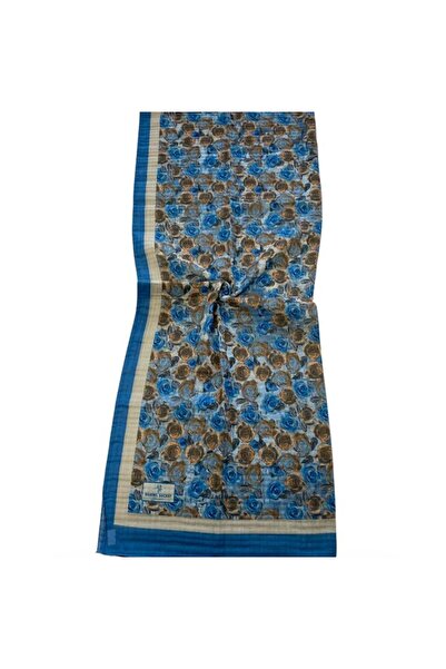 SHAWL SECRET Floral Pattern Glamour Shawl Blue 54269