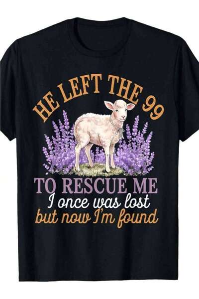 NOURAM He Left The 99 To Rescue Me Lamb Flowers Christian Faith T-Shirt Same ...