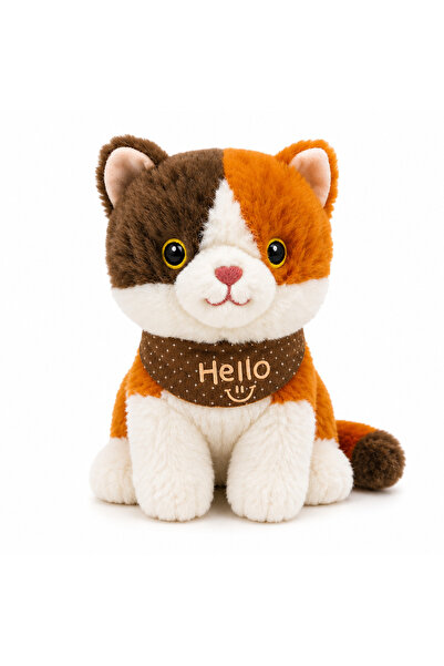 Prlk toys Cute cat plush toy 20 cm - small size, hello scarf