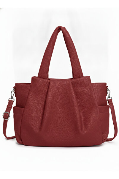 MILANO COLLECTION Geantă damă tip shopper plisată, piele ecologică, baretă de...