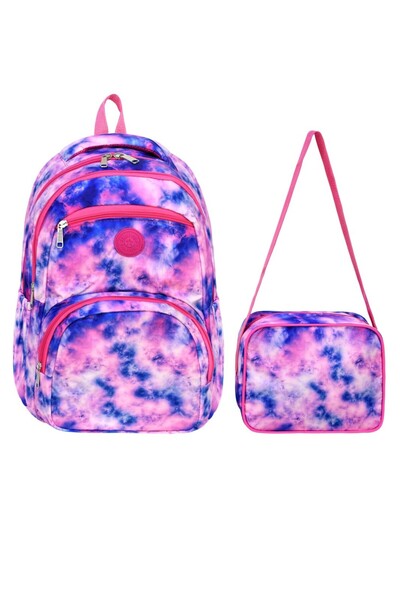 Generic Brand 💜   Pink Purple Tie-Dye Patterned Girls' Backpack and Lunchbox...