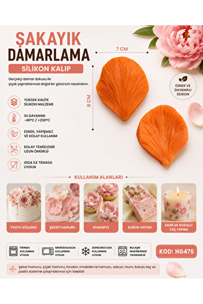 pratikpastacılık Peony Veining Silicone Mold 7 X 8 cm – Flower Petal Texture ...