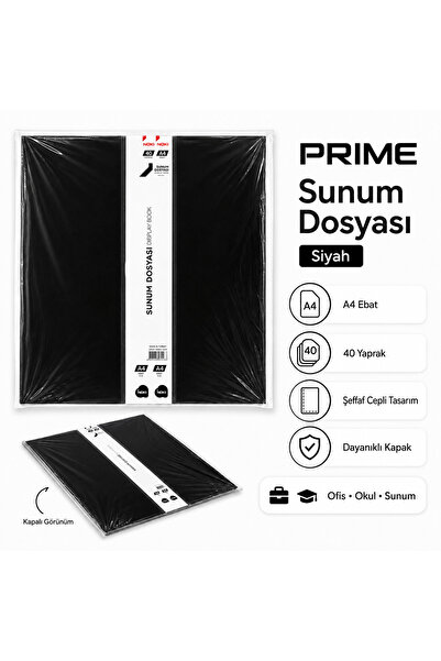 Noki PRIME Serisi A4 Sunum Dosyası 40 Yaprak Şeffaf Cepli Display Book Renk S...
