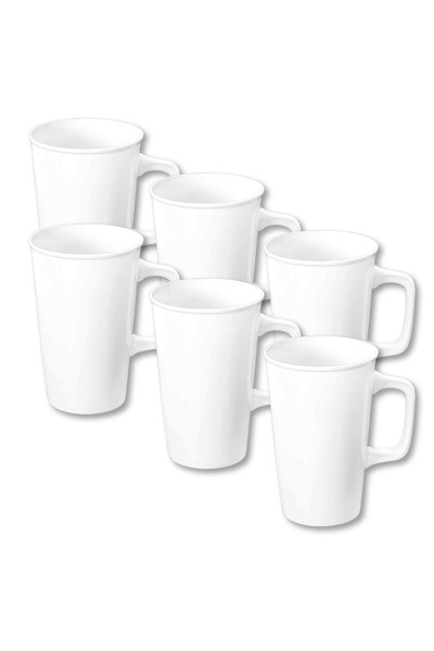 WILMAX ENGLAND Set 6 Cesti Mari Portelan Wilmax, 500ml, Alb, Cafea si Ceai, D...