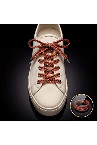 last icon Turuncu Kırmızı Simli Dokulu Örgü Ayakkabı Bağcığı Spor Sneaker