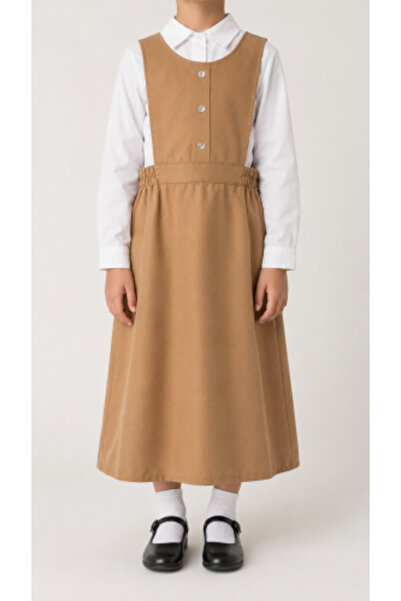 Rukn Ahlam Beige School Apron with Buttons and Elastic Waistband
