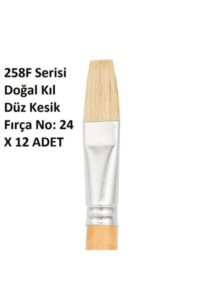 Bigpoint 258F Series Natural Bristle Flat Cut Brush No: 24 X 12 Pieces