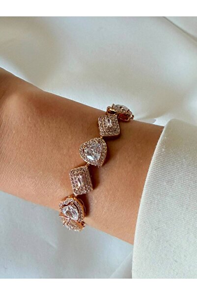 ZÜLİSCH Xuping Bracelet with Hearts and Zircon Stones in Rose Gold