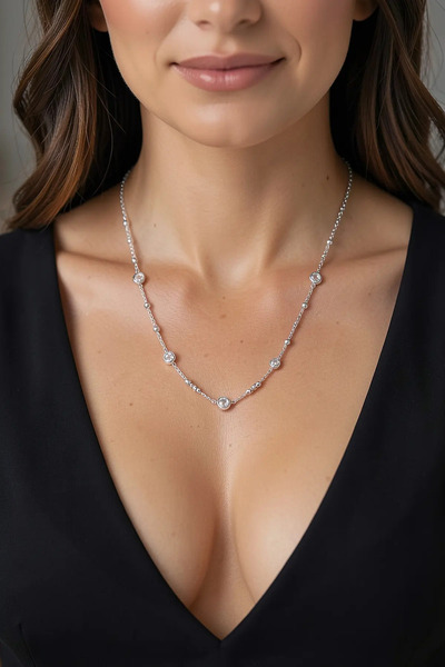 PRVT Dorica Stainless Steel Necklace with Silver Zircon Stone