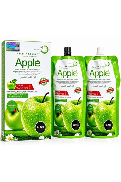 Keratine queen Apple Ammonia-Free Black Hair Color Cream 500ml + 500ml | 72-H...