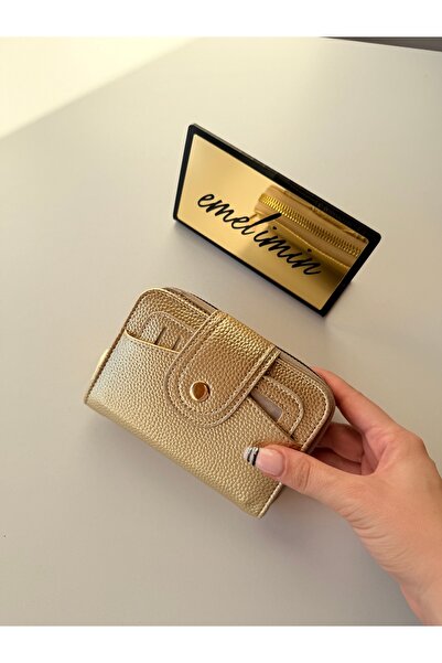 emelimin Women's Gold Wallet with Removable Card Holder and Snap Fastener, Mu...
