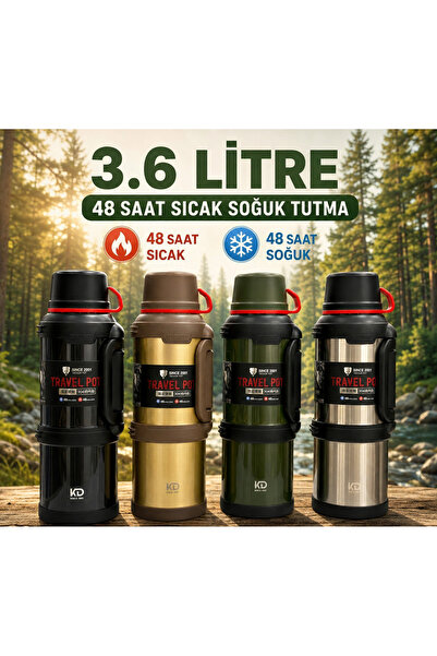 Travel 3.6 Litrelik Çelik Termos 48 Saat Sıcak Soğuk Tutma