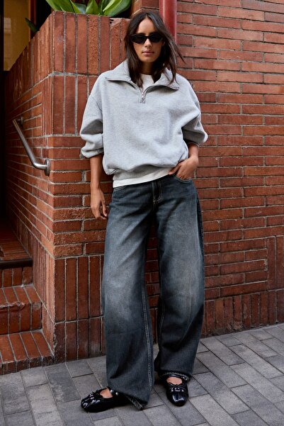Bershka Düşük bel barrel jean