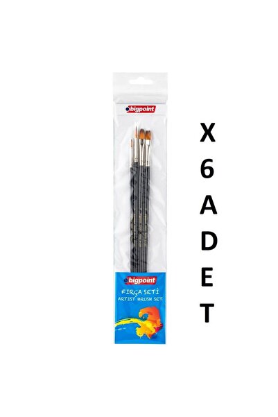 Bigpoint 200 Series Synthetic Bristle Long Handle Mixed Tip Brush Set 4 Blist...