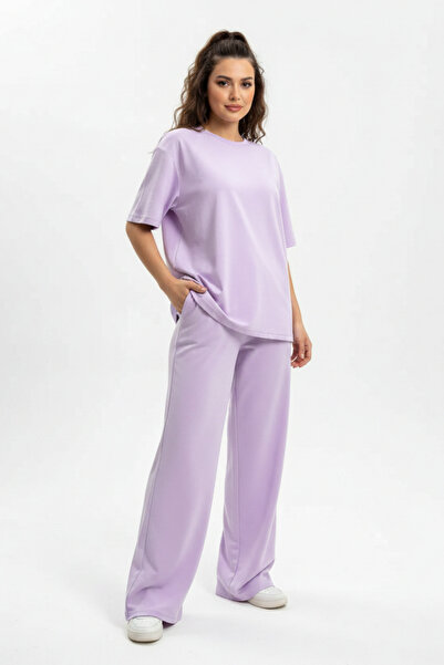 Runades Tricou supradimensionat pentru femei, pantaloni largi, set casual - t...