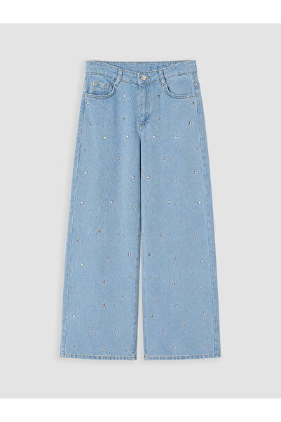 LC Waikiki Rmz Gi̇yi̇m Farkiyla Standard Fit Stone Embroidered Girls' Jean Pants
