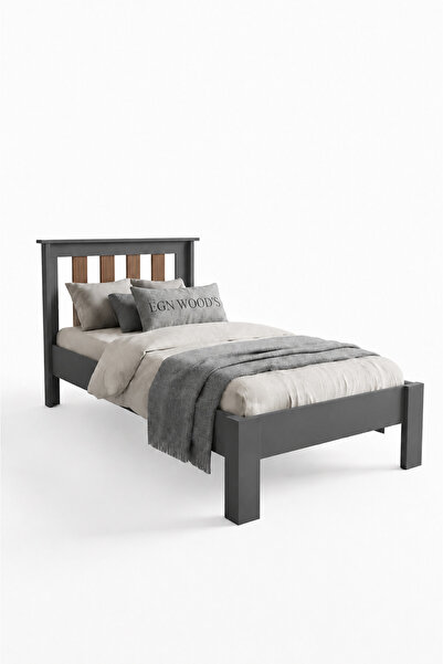 EGN WOODS Modern Karbon Gri MDF Karyola - Tek ve Çift Kişilik Yatak Ölçü Seçenekleri - Farklı Renk Alternatifleri Model Moskova