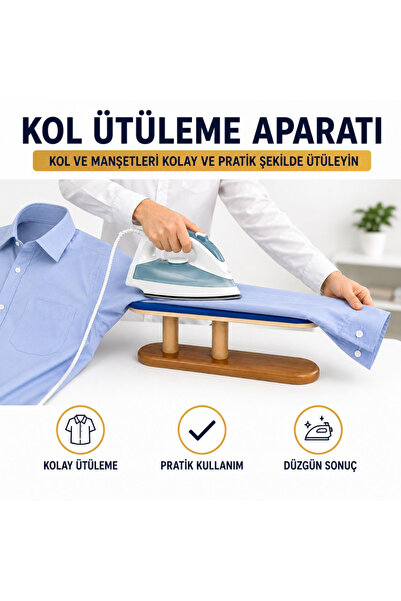 ALBERTOS Komple Ütü Seti Kol Ütüleme Aparatı Teflon Koruyucu Leke Çıkarıcı Sprey Ütü Kolası
