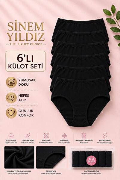 Sinem Yıldız Çamaşırları Sinem Yıldız Women's 95% Cotton High Waist Panties 6...