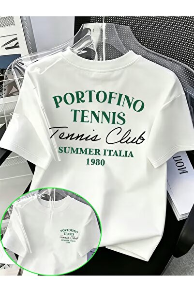 AEMİ Unisex Portofino teniska majica sa širokim izrezom i printom