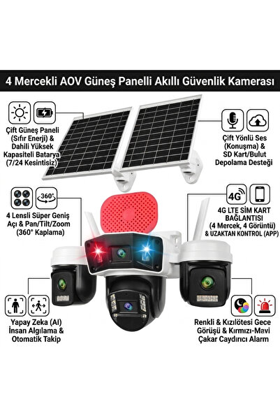 menody OKAM 335 BEYAZ PREMIUM 4G Solar Güvenlik Kamerası SIM Kartlı 7/24 Kayı...