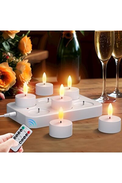 Morvena Picks Set de 6 lumânări LED tip pastilă, cu temporizator, reîncărcabi...