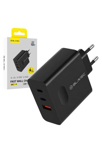 Blavec Φορτιστής Τοίχου BC-11 USB + 2xType C - PD QC 65W 3A (TCBC11G-U2CB653A...