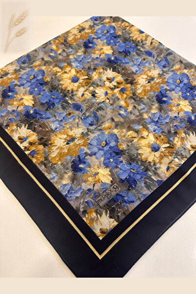 KB Bursa İpek Patterned Cotton Scarf Stitched 100X100Cm