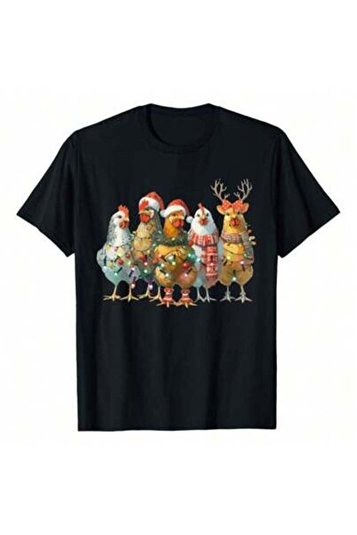 NOURAM Funny Chicken Christmas Lights Farm Animal Cute Xmas Holiday T-Shirt, ...