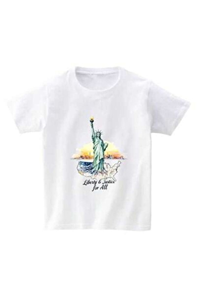 2BIR Men's Patriotic Printed T-Shirt, Featuring Statue Liberty A Map Of Unite...