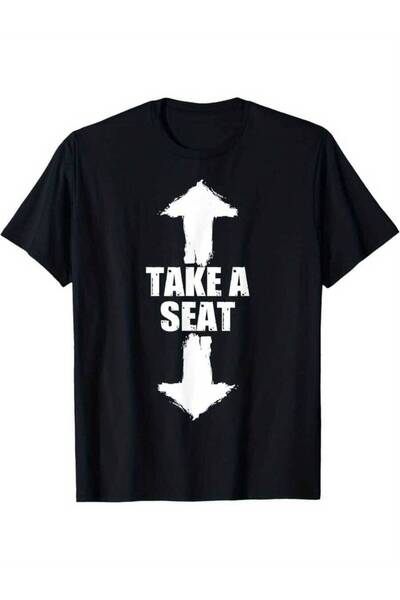 25W تي شيرت رجالي بتصميم رسومي ساخر "Take A Seat" - تصميم سهم ممزق، تي شيرت ك...