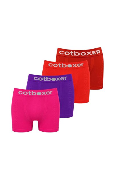 COTBOXER Microfiber Seamless Sportsman 4-Piece Pack 4 Colors / Fuchsia-Purple...