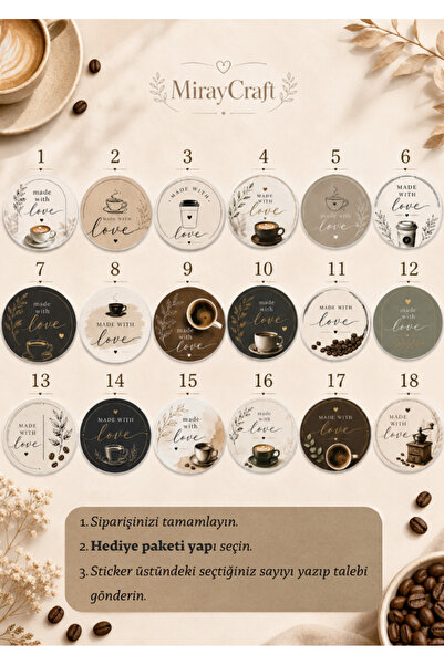 Miray Craft 140 Pieces Made with Love Packaging Stickers for Coffee Lovers 3....
