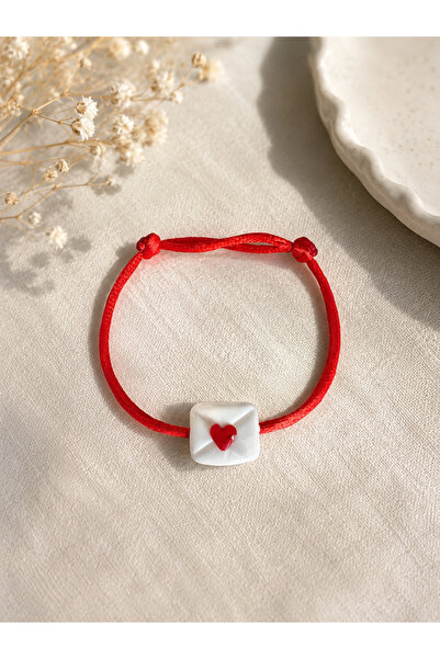 Atelier Çağla Red Glass Murano Letter Envelope Bracelet
