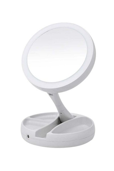 Generic Double Sided Magnifying Vanity Mirror With Touch Control LED White