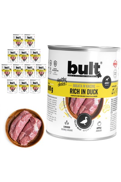 Bult Hrană umedă completă pentru câini, bogată în rață, cutie 12x800g