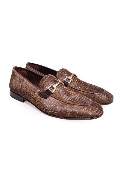 FRANCO CALVANI Brown Laceless Genuine Taytay Men's Shoes
