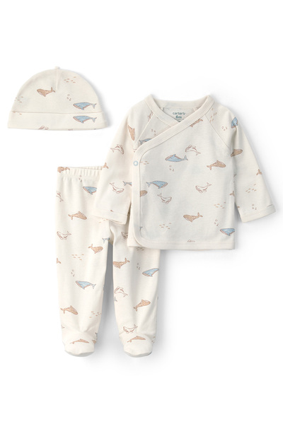 Carter's Baby Boy Set of 3 Premature-9 Months Ecru
