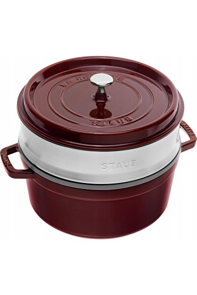 NO BRAND Staub La Cocotte – Oală rotundă din fontă cu vas interior de 5,2 l, ...