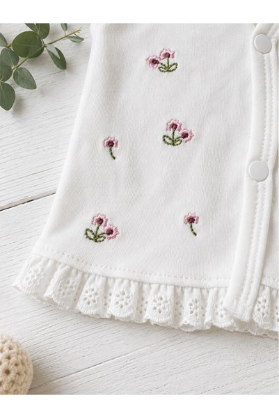 Panfilia 100% Cotton Baby Scalloped Combed Cotton Vest Set of 2