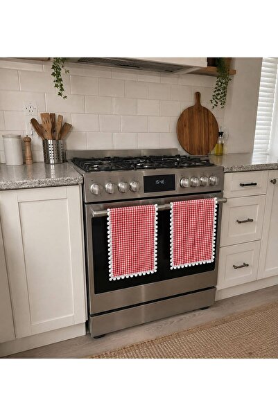 DARBOL Red Gingham Stove Cover 2 Pcs Kitchen Decor -30*50 cm
