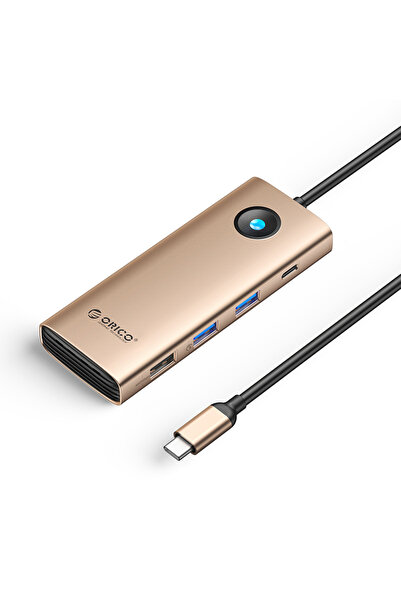 Orico Hub USB-C 8-în-1 PW11, HDMI 4K, VGA, PD 100W, Ethernet Gigabit, Rose Gold