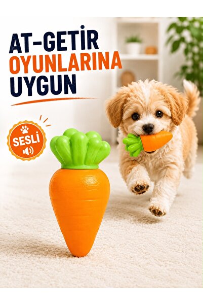 HAYHAYPETSHOP Sesli Havuç Köpek Oyuncağı – Sıkınca Öten At Getir Isırma Çiğne...