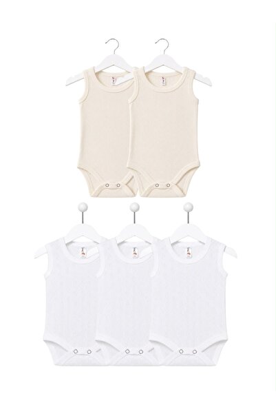 H&C COOLBOY H&C 5-Pack 100% Cotton Patterned Jacquard Sleeveless Baby Bodysuit