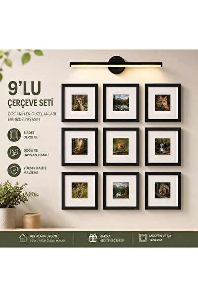 homeliva 9 bucăți 20x20 cm cadru PVC cu sticlă, negru