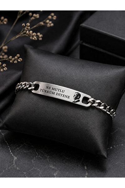 KARHEDİYE Ataturk What Do You Mean by Happy Turk? Steel Bracelet Men's Specia...
