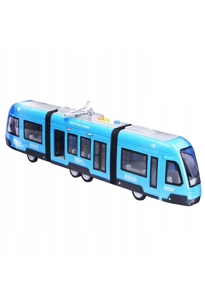 Luxma Tramvai mare albastru, cu sunete, lumini și baterii, jucărie pentru copii.