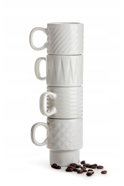 NO BRAND Căni ceramice 100ml 4 bucăți pentru espresso vintage retro albe - Sa...
