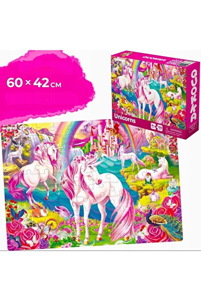 NO BRAND Puzzle de podea 300 piese. Set QUOKKA 3 în 1 3x100el prințesă unicorn
